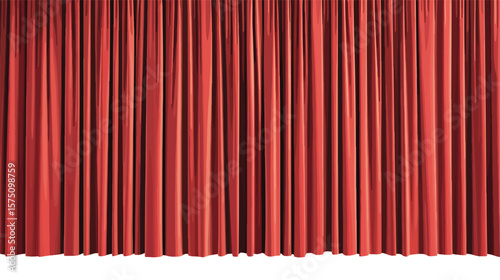 Elegant Red Curtain Flat Vector Design on White Background