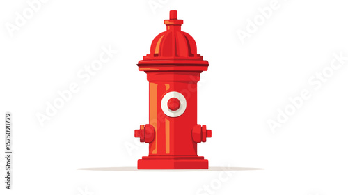 Red Fire Hydrant in Flat Style Isolated on White Background