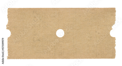 Fotografija Vintage Blank Aged Transit Ticket with Center Hole Punch – Old Paper Ephemera