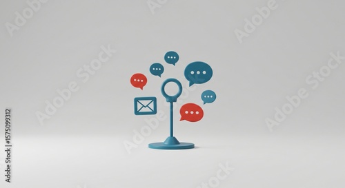 a group of speech bubbles on a blue stand