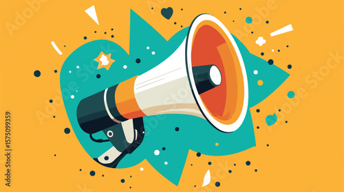 Grand Reopening Invitation Card Design with Megaphone Illustration