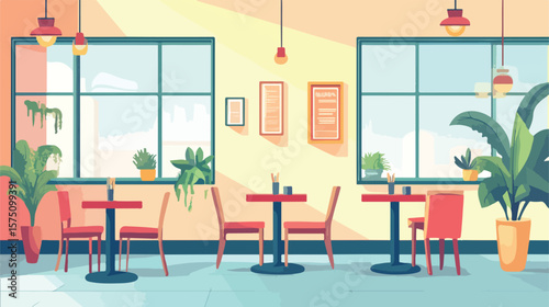 Modern Restaurant Design Flat Vector Illustration