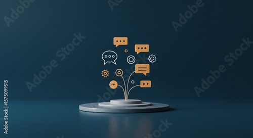 a white pedestal with a yellow icon on top of it