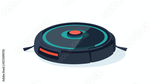 Modern robot vacuum flat vector design isolated on white background