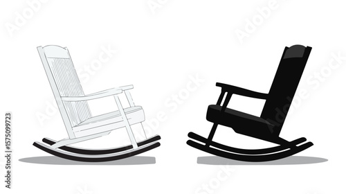 Modern Rocking Chair Black and White Vector Icon