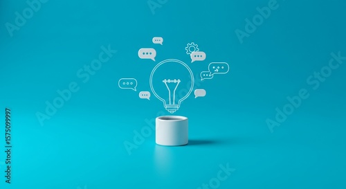 a white light bulb on a blue background