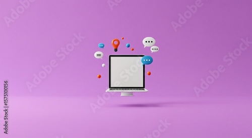 a computer screen with a bunch of balloons floating out of it