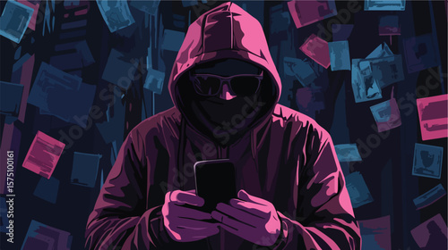 Professional Scammer on Social Media Vector Illustration