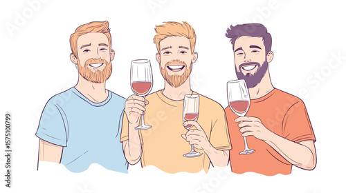 Happy Men with Wine Glasses