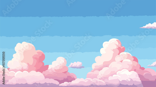 Serenity in the Sky: Soft Pink Clouds Against Clear Blue