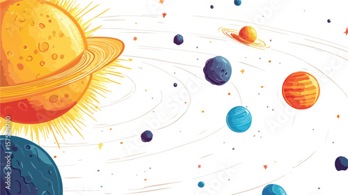 Solar System Model with Sun, Planets, and Asteroids