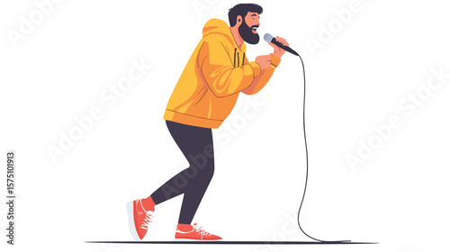 Professional Speaker Performing with Microphone in Hand