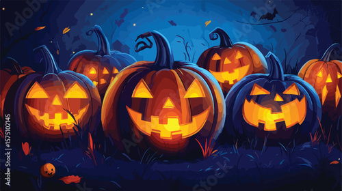 Spooky Halloween Pumpkin Lanterns Celebrating