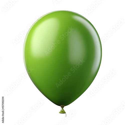 A single green balloon isolated on transparent background, ideal for party decorations and festive events
