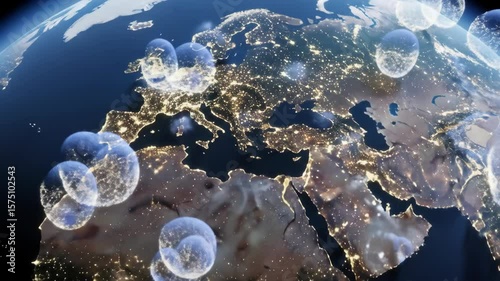 Earth at Night: Global Network, Bubbles, and City Lights.