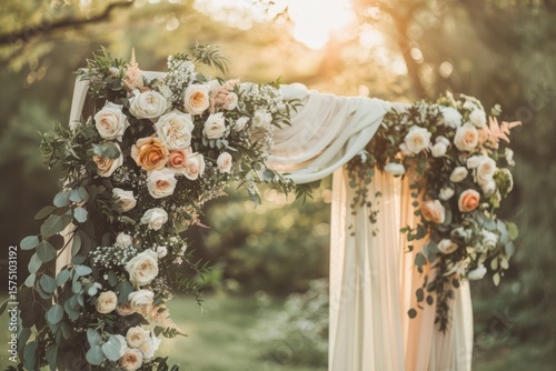 Floral wedding arch background for ceremony