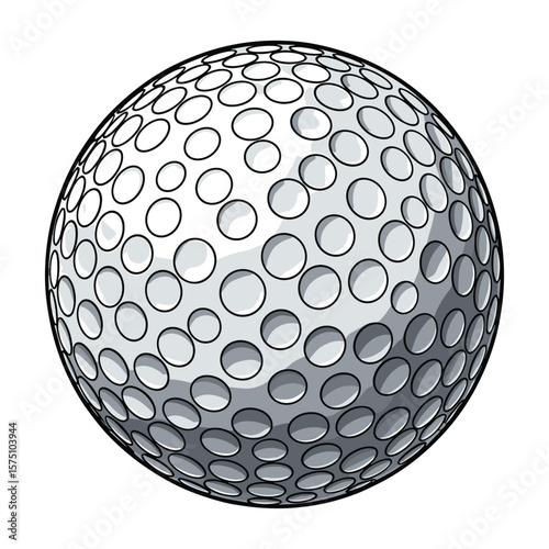 Illustration of a textured golf ball, ideal for sport marketing campaign materials or logo creation