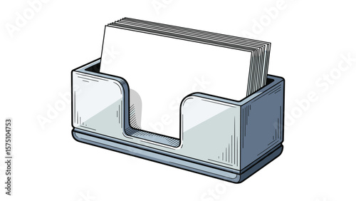 Stylish Sketch of Business Card Holder and Cards Illustration for Office and Design Concepts