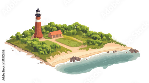 Isometric Beach Entrance View from Above