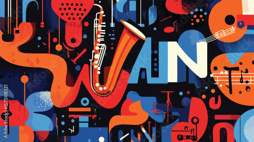 Jazz Typographic Vector Illustration Background