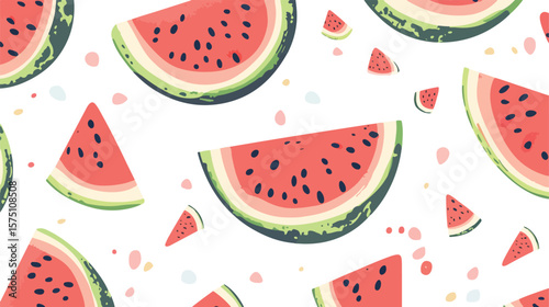 Refreshing Juicy Watermelon Slice and Summer Fruit Display