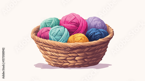 Knitting Thread and Yarns in Basket Vector