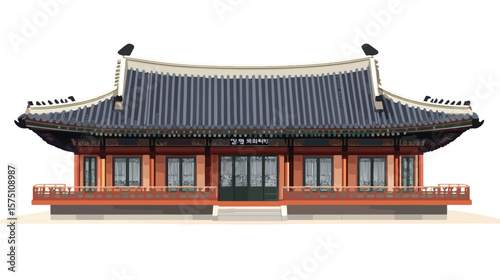 Traditional Korean House Vector Image for Creative Projects