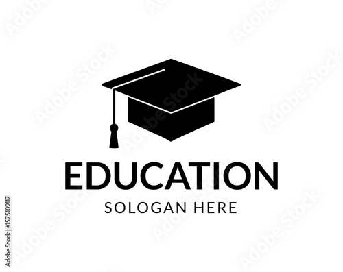 Graduation Cap Logo  Minimalist Education Icon,Academic Hat Symbol,Emblem for School,College, nline Learning Platforms, University Branding Vector, Minimal Branding Design And Academic Identity Icon