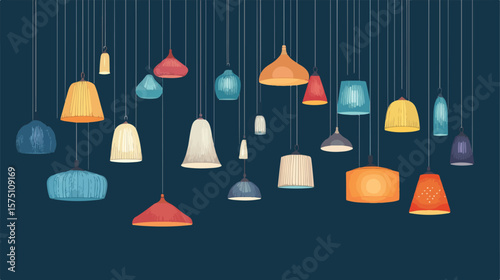 Modern Hanging Lamps Horizontal Banner Design