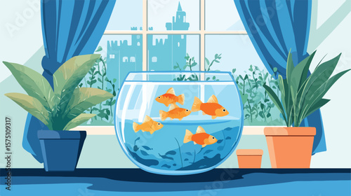 Colorful Fish Bowl Castle Decor Plan Image
