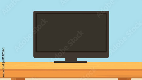 Elegant Living Room Setting with Large TV on Wooden Table