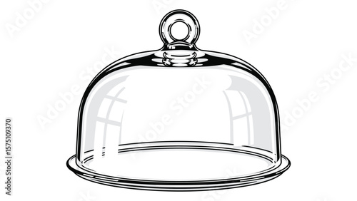 Elegant glass cloche illustration for food display design and marketing material projects, vector