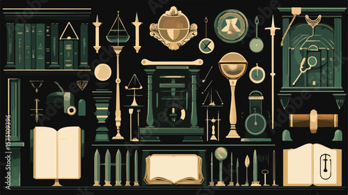 Professional Law Flat Vector Illustration Centered Composition