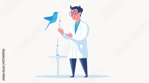 Avian Veterinarian Administering Medication to Hudhud Bird
