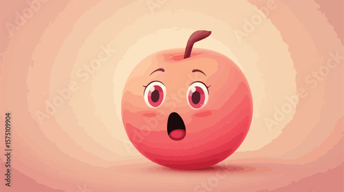 Cute Little Pink Peach with Shock Expression Icon