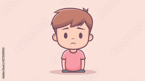 Sad Boy with Cute Face in Icon, Expressing Profound Sadness and Emotions
