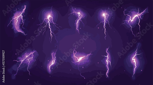 Dynamic Purple Lightning Thunderbolt Flash Effects Illuminating Image