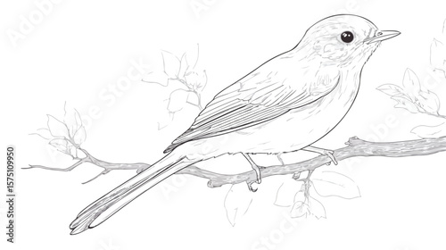 Small Forest Biome Line Art Vector Illustration