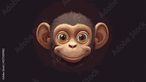 Playful Monkey Face with Cheeky Smile - Cute Animal Icon