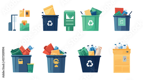 Messy Pile of Garbage in Flat Style
