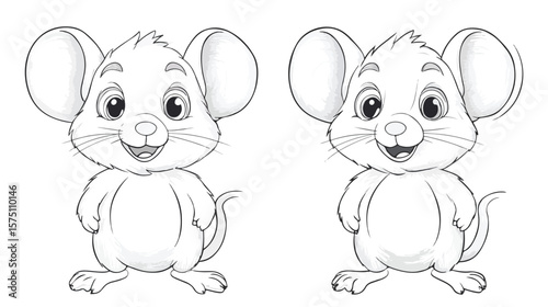 Cute Little Mouse Cartoon Character Coloring Page for Kids