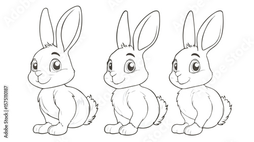 Cute Little Rabbit Cartoon Character Coloring Page for Children