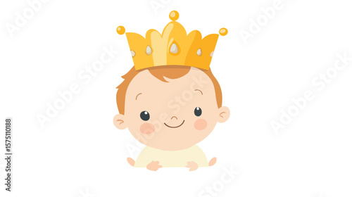 Adorable Little Royal Baby with Yellow Crown