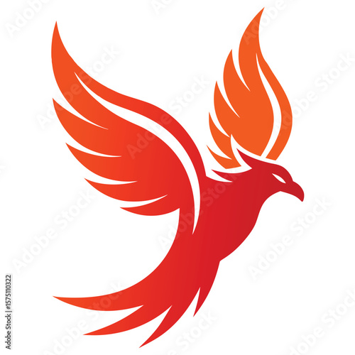 Phoenix logo design. Creative logo of mythological bird vector art on white background