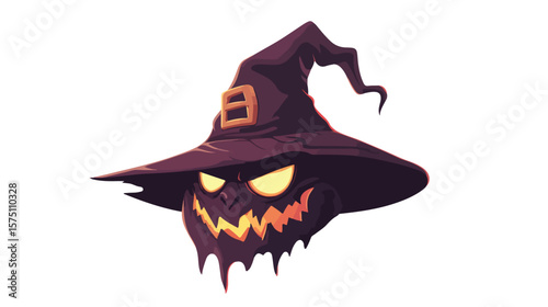 Spooky Witch Hat Illustration on White Background