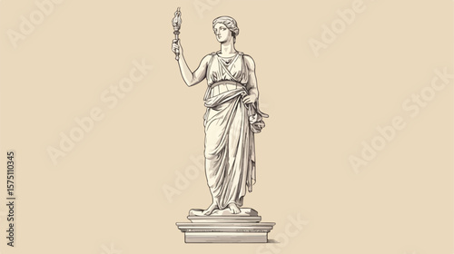 Antique Standing Woman Statue Illustration