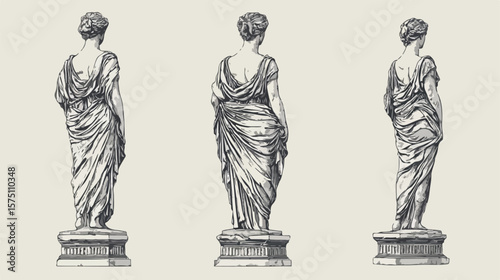 Antique Statue of Standing Woman Illustration
