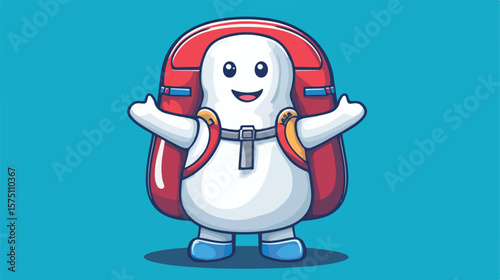 Bowling Pin Mascot Hiker Illustration: Fun and Active Outdoor Adventure Concept