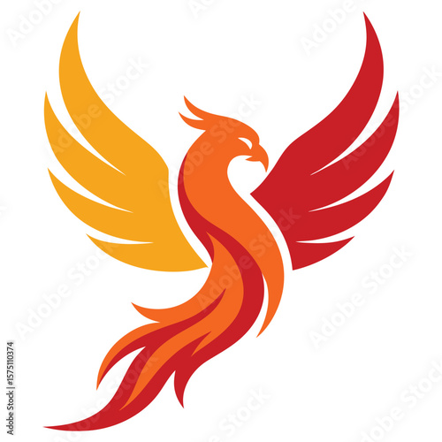 Phoenix logo design. Creative logo of mythological bird vector art on white background