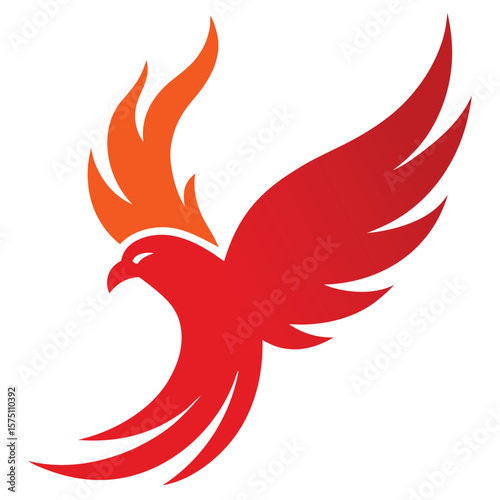 Phoenix logo design. Creative logo of mythological bird vector art on white background
